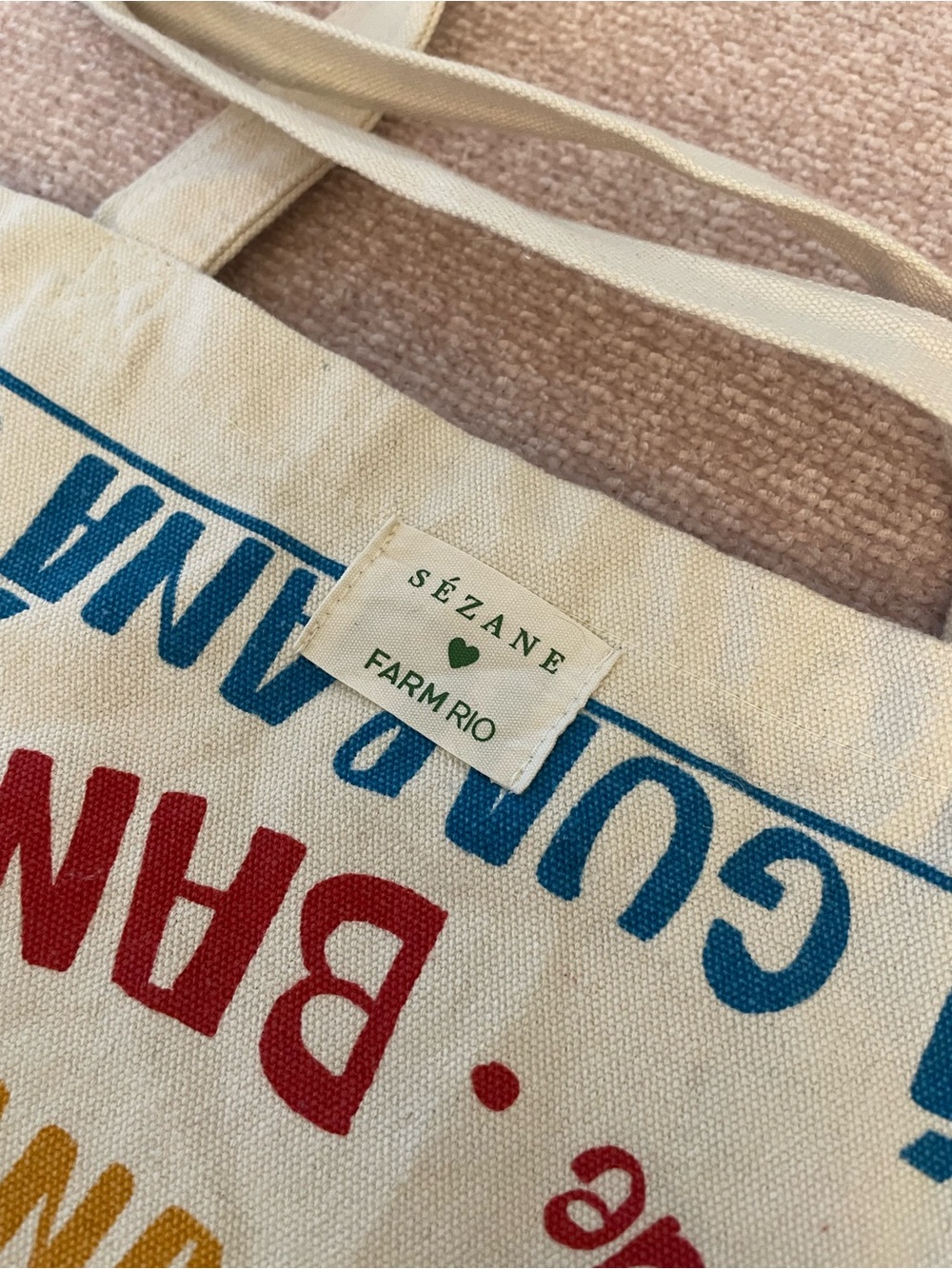 Sézane x FARM Rio Banana Guaraná Canvas Oversized Tote Bag Rare Collaboration - Picture 3 of 12